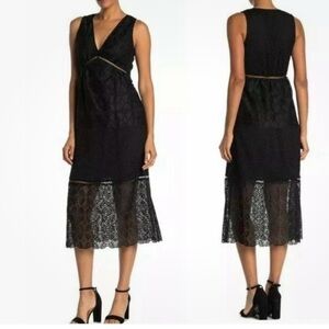 Joie Ardal black sleeveless lace midi dress